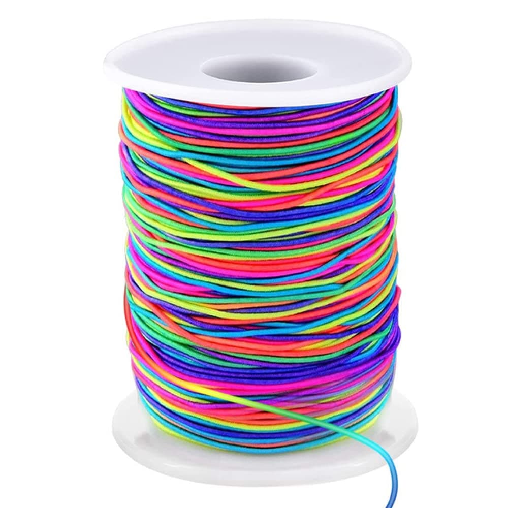 Elastic String for Bracelets, 1mm x 330 Feet Sturdy Rainbow Elastic Cord for Jewelry Making, Necklaces, Beading and Crafts