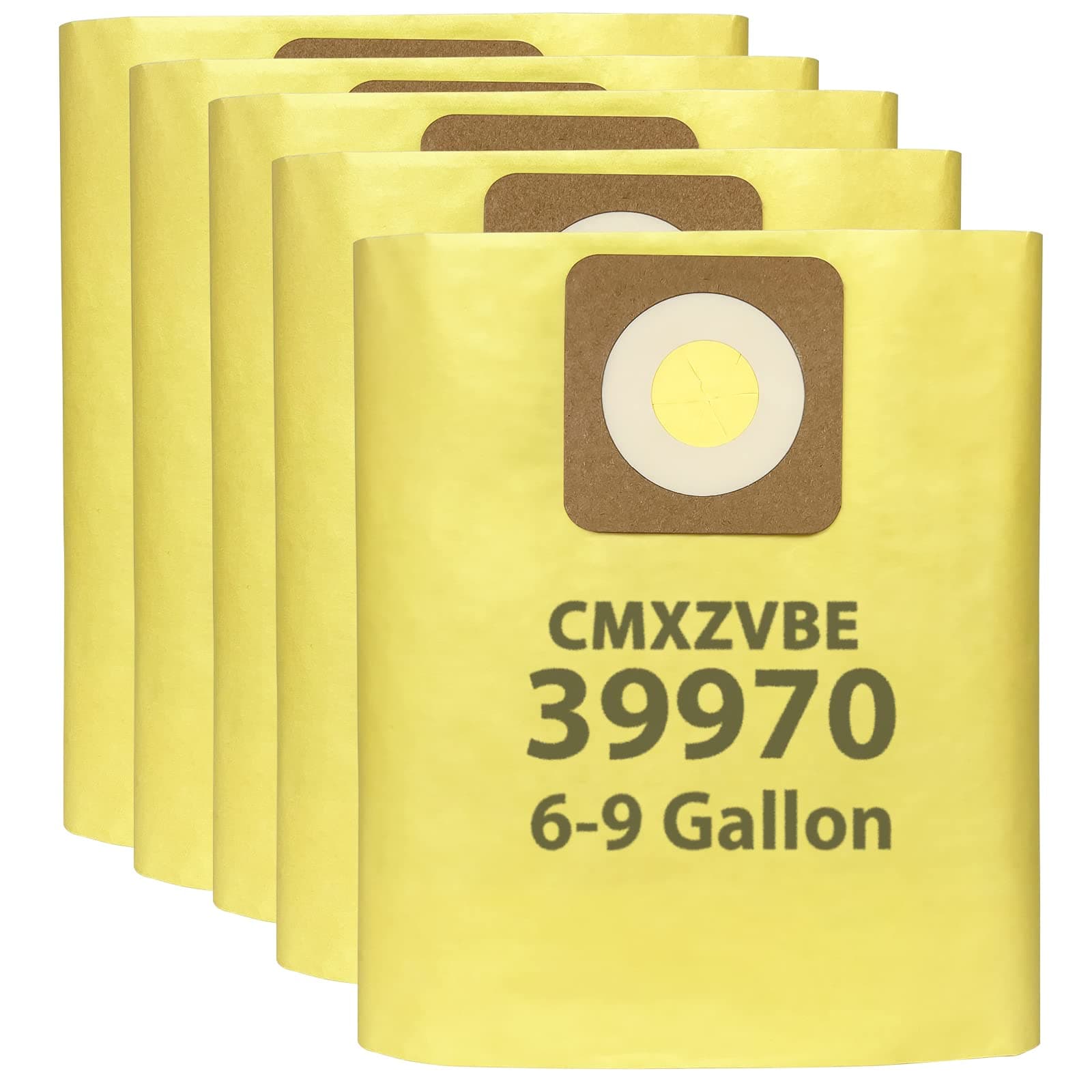 5 Pack 39970 Filter Bags Replacement for CRAFTSMAN 6 and 9 Gallon Shop Vacuums 17584/17590, CMXZVBE39970 Fine Dust Bags