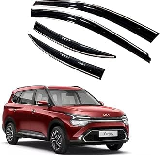 ROYALTECH Premium Chromeline & Silverline Unbreakable Car Rear Window Wind Deflectors & Side Door Visor Rain Guard Compatible with (Kia Carens (2022 Onwards))
