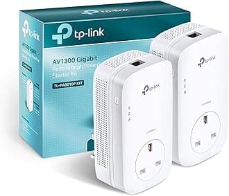 TP-Link TL-PA8010PKIT 1-Port Gigabit Passthrough Powerline Adapter Starter Kit, Powerline Network Adapters Speed up to 1300 Mbps, HD Video Streaming and Online Gaming, No Configuration Required