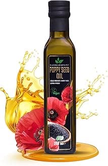 Poppy Seed Oil 250 ml | Cold-Pressed & Unrefined Extra Virgin Edible Oil | Mild, Nutty Flavour for Salads, Baking & Dressings | Vegan | Dark Glass Bottle