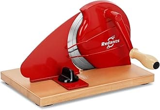Redants Manual Bread Slicer for Homemade Sourdough Bread, Versatile Hand Crank Bread Slicer, Adjustable Thickness for Smooth Cutting, Food Grade Stainless Steel (Red)