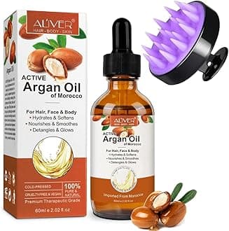 NIKITA.VIVI - Argan Oil with Scalp Massager (60ml) |100% Pure Moroccan Organic Argan Oil for Hair Growth, Face & Body | Cold Pressed Active Argan Oil of Moroco |Treatment For Damaged & Dry Hair & Skin