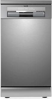 Slimline Freestanding Dishwasher, 45cm Wide with 10 Place Settings, 8 Programs & 5 Functions, LED Display, Silver - DH166
