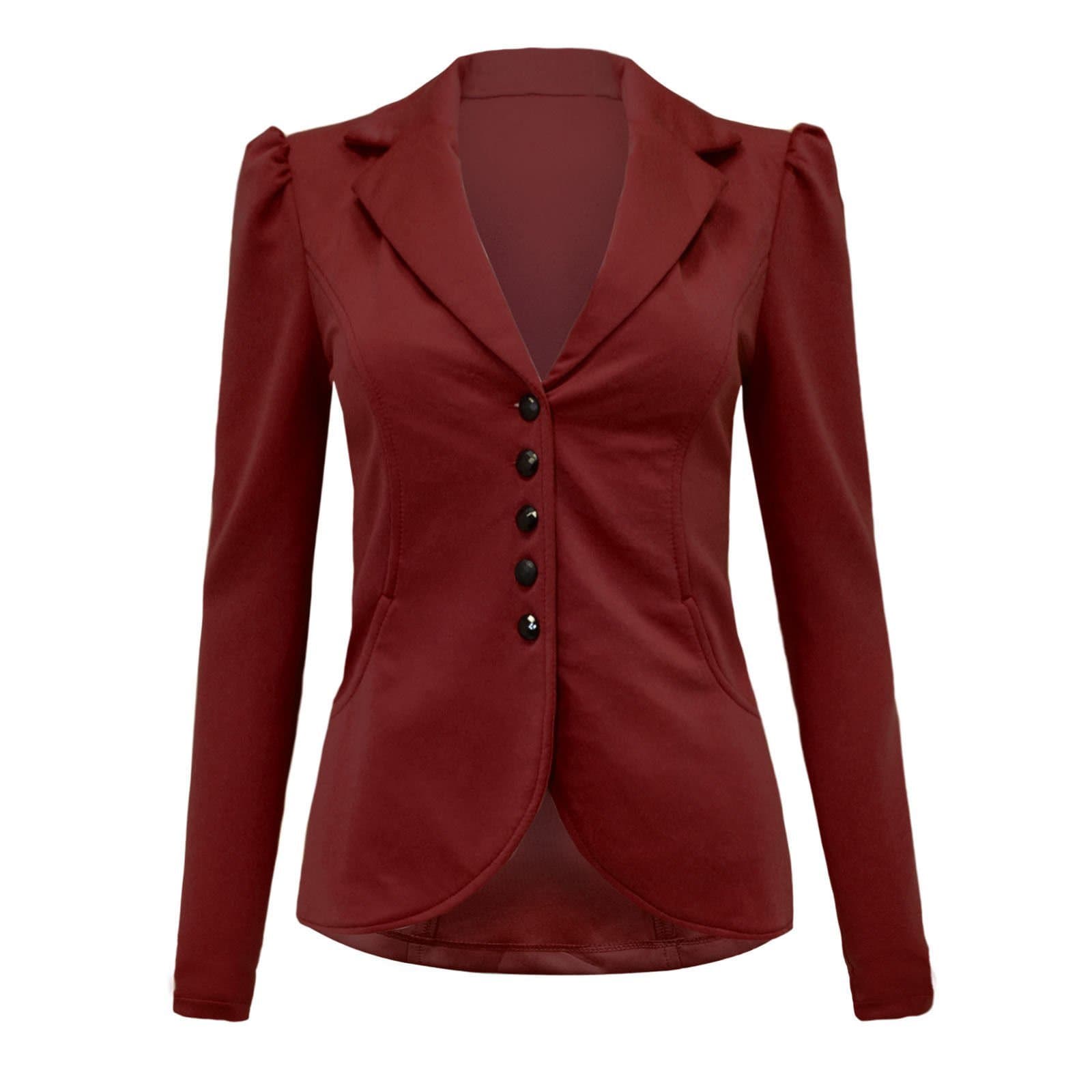 Forever Womens Celebrity Inspired Plain Long Sleeves Button Blazer Jacket