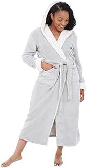 Alexander Del Rossa Sherpa Robes for Women Long, Womens Robes Long Hooded Bathrobes for Women, Plus Size Robe