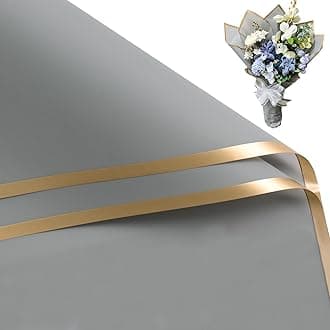 RUSPEPA 20 Sheets Flower Wrapping Paper - Gold Edge Waterproof Floral Bouquet Wrapping Paper - Florist Supplies Packaging for Birthday, Wedding and DIY Crafts - Sage Green