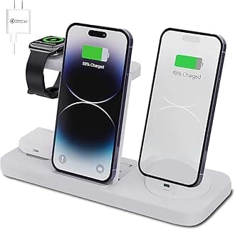 6-in-1 Fast Wireless Charging Station for iPhone 16/15/14/13, Apple Watch Ultra/9/8, AirPods Pro,18W Qi-Certified (B21-C-WHITE)