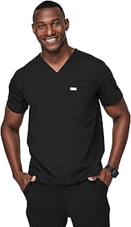 Leon Scrub Top for Men – 3 Pockets, Tailored Fit, Modern V-Neck, 4-Way Stretch, Moisture-Wicking