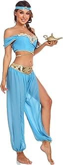 MeistuikArabian Princess Fairy Costume Set, Women Halloween Cosplay Dress up Outfit