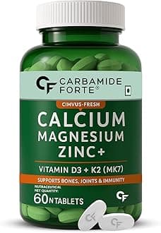 Veg Calcium And Vitamin D3 Tablets | Calcium Tablets for Women & Men | Calcium Magnesium Zinc Supplement With Vitamin D3 + K2 MK7 To Support Bones health , Joints & Immunity - 60 Tablets