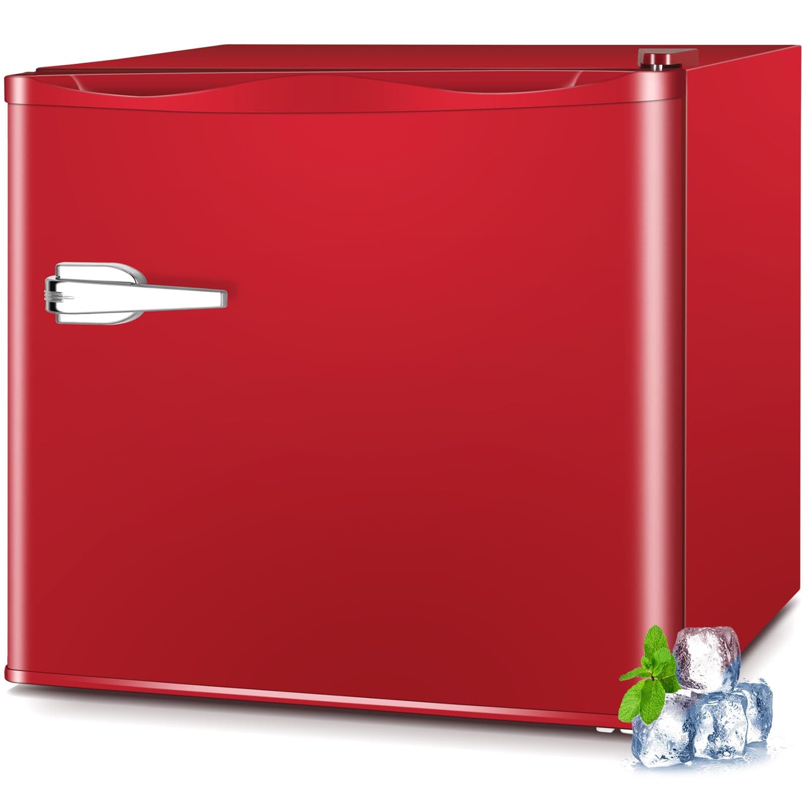 Mini Freezer, 1.2Cu.ft Small Upright Freezer with Handle and Shelves, 7 Adjustable Thermostat, Low Noise for Bedroom/Apartment/Home/Office, Red