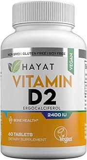 Vitamins Vegan Natural Vitamin D 2400 IU, D2, Certified Halal, 60 Tablets