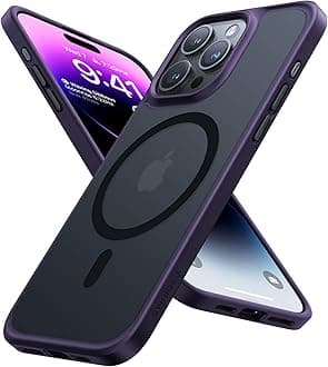 TORRAS Magnetic Shockproof for iPhone 15 Pro Case 6.1 inch, [Military-Grade Drop Tested][Compatible with MagSafe] Translucent Hard PC Back with Silicone Slim Protective Cover Anti-Fingerprint, Purple