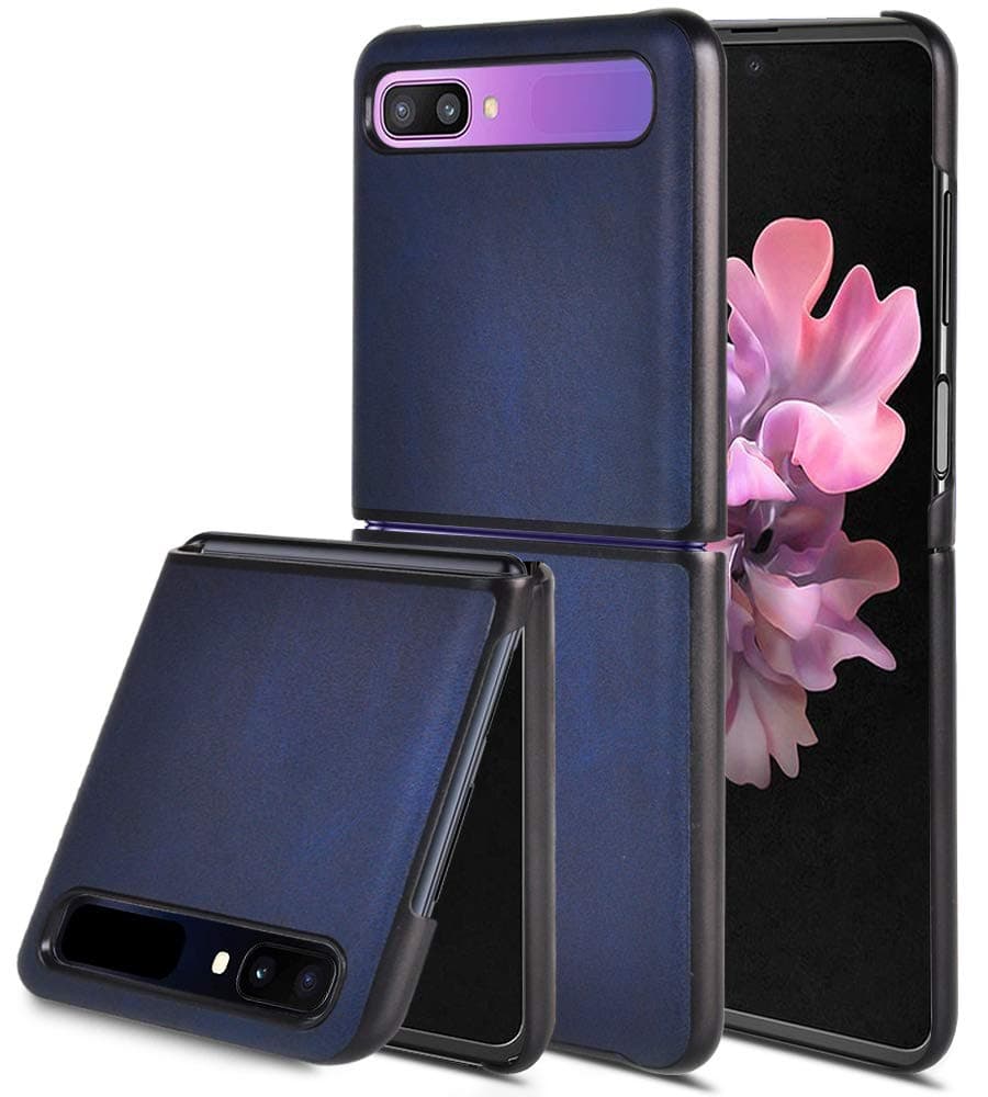 EUDTH Galaxy Z Flip Case, Luxury Leather Flip Phone Case Slim Fit Shockproof Protective Shell Cover for Samsung Galaxy Z Flip 6.7" - Blue