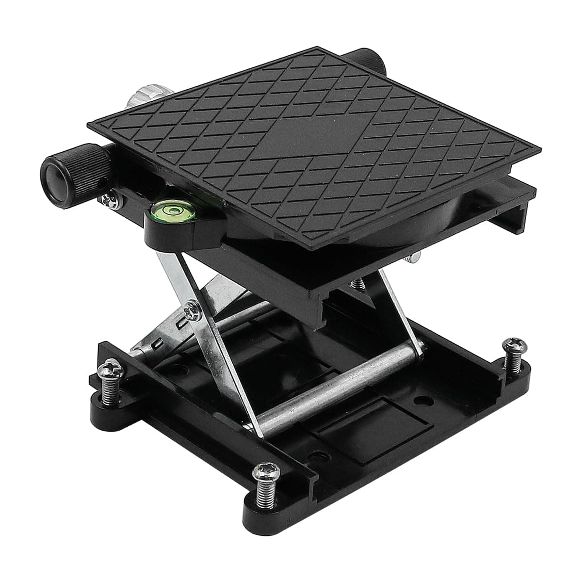 Lifting Platform 360°Rotatable Bearing Jack Lift Stand Table Lab Lift Stand Aluminum Alloy Lifting Stand for Router Lift Carpentry Carving Experiment Black