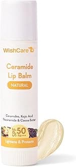 WishCare Ceramide Lip Balm SPF 50 PA+++ | Brightening Lip Balm for Dark Lips | In-Vivo Tested | Kojic Acid & Niacinamide | Natural & Untinted | For Women & Men | 5g