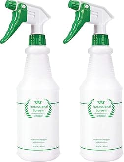 Plastic Spray Bottle 2 Pack, 32 Oz, All-Purpose Heavy Duty Spraying Bottles Leak Proof Mist Empty Water Sprayer for Cleaning Solution, Essential Oils, Hair, Planting with Adjustable Nozzle - Green