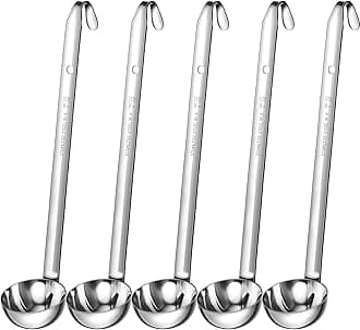 Cunhill 5 Pcs Soup Ladles Stainless Steel Serving Ladles with Long Handle for Serving, Cooking, Stirring, Portioning Kitchen Restaurant Accessories(6 oz)