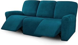 ULTICOR Velvet 8-Pieces Recliner Sofa Covers Stretch Reclining Couch Covers for 3 Cushion Reclining Sofa Slipcovers Furniture Covers Thick Soft Washable (3 Seater Recliner Cover, Deep Teal)