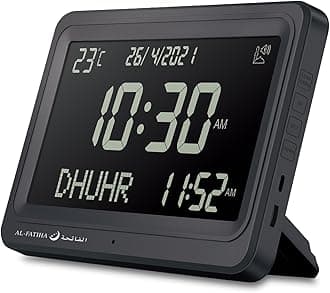Azan Clock, Automatic Worldwide Digital 8 Azan Prayer Sounds Muslim Prayer Clock for USA Home Decor (Black-1)