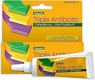 Triple Antibiotic Ointment 0.33 oz – Contains Bacitracin, to Aid Wound Care, Scrapes, Cuts, and Burns, Prevents Infections, Helps Healing – Made in USA