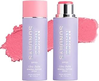 Naked Sundays SPF 50 Glow Balm Peptide-Infused Multi-Tasking Blush Stick for Cheeks, Lips & Eyes – Broad Spectrum Sunscreen with Zinc Oxide – 8g (Pink Pop)