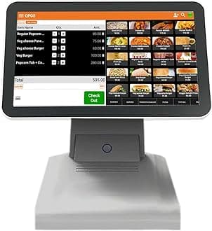 SHREYANS Touch POS Machine with 80mm Thermal Printer & Free Billing Software | Please Contact Our Customer Care for Virutal Demo Before Placing The Order (for Restaurant), White