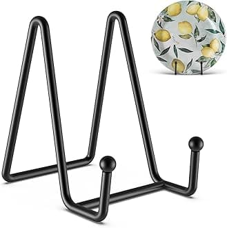 HONGYUTAI 3 Pack 4.5 Inch Plate Stands for Display Picture Stand - 4.5 Inch Vinyl Table Top Display, Metal Frame Holders Decorative Plate for Book , Picture, Photo and Platter, Tabletop Art, Black