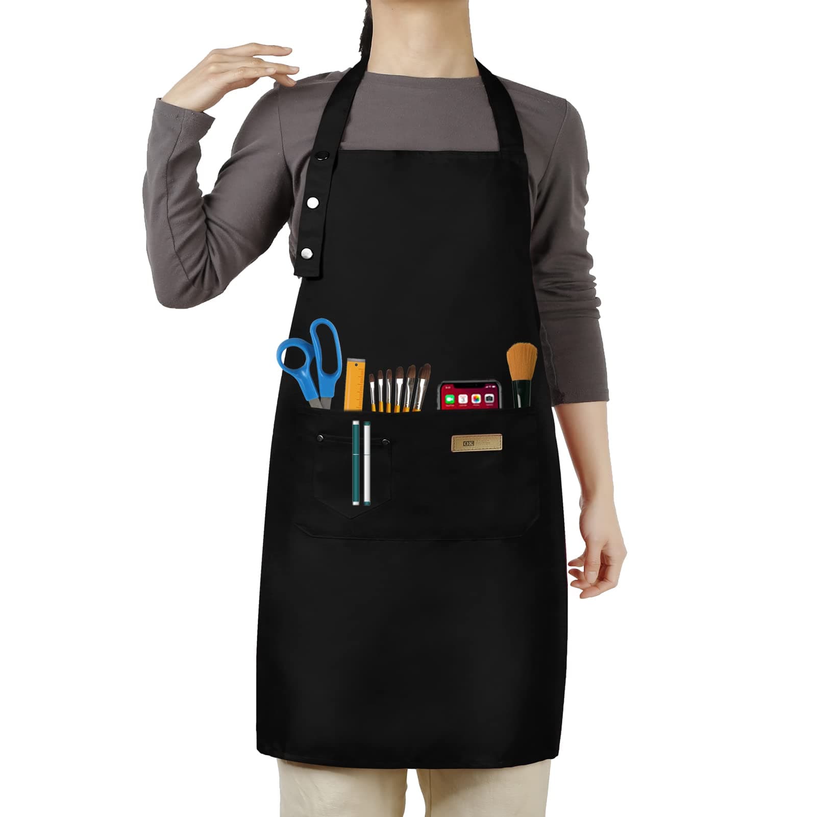 Button apron black