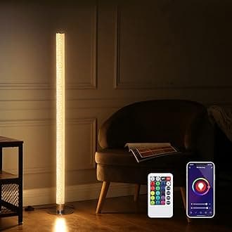 EDISHINE LED Corner Floor Lamp with Remote, Modern Dimmable Standing Tall Lamp Work with Alexa, Google Home, WiFi Smart RGB Color Changing Bright Light for Living Room, Bedroom, Office, Max 2688LM