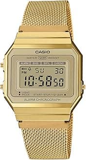 Vintage A700WMG-9ADF Digital Gold Dial Unisex Watch Gold Metal Strap (D171)