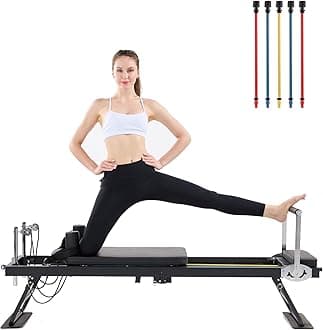 Pilates Reformer, Foldable Pilates Reformer Home Gym Equipment,Core Pilates Bed for Home Workouts ,with Dual Resistance- Springs and Cords, Jump Board Christmas Birthday Valentines Day Gift