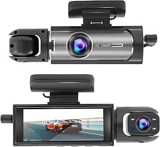 Dash Camera Front and Inside, 3.16inch Dash Cam 1080P, G Sensor HD Night Vision Loop Recording Wide Angle Car DVR (Front and Inside)