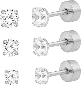 Styleeary925 Sterling Silver Cartilage Helix CZ Huggie Earrings-Surgical Steel Earrings Set for Multiple Piercing Hypoallergenic,14K Gold Plated Flatback Small Hoop Stud Earrings Pack,Titanium Heart Ball Moon Dot CZ Stud Earrings for Women Men