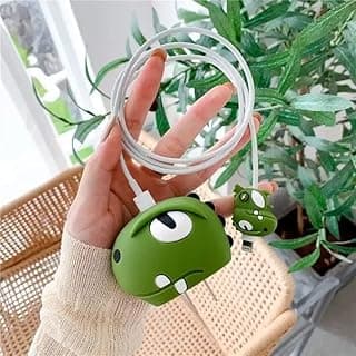 Cute Cartoon Lightning Data Cable Case for iPhone Charger, Cartoon 3D Design Protective Case for 18-20W iPhone USB-C Power Adapter Charger (Dina Sour)-Multicolor