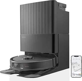 Qrevo Pro Robot Vacuum Cleaner with FlexiArm Side Brushes, Robot Vacuum Cleaner with Stand Station for Washing Mops with Hot Water & Intelligent Rework 7000 Pa Black