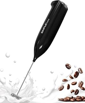 Milk Frother Handheld Electric Foam Maker, Drink Mixer with Stainless Steel Whisk for Cappuccino, Bulletproof Coffee, Latte, Midnight Black, without Stand, Battery Operated