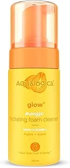 Aqualogica Glow+ Mousse Hydrating Foam Cleanser | Foaming Cleanser | Foaming Face Wash | Gentle Cleansing- 100 ml | Gently Cleanses | Hydrates Skin & Adds Glow | Evens Skin Tone
