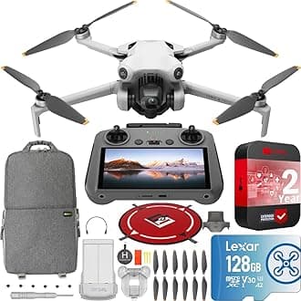 Mini 4 Pro Folding Drone with RC 2 Remote (With Screen) 4K HDR Video Camera for Adults, Under 249g, 34 Mins Flight Time, Omnidirectional Vision Sensing Bundle with Deco Gear Accessories