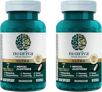 Ultra Decaf Clinically Tested Nootropic Brain Supplement for Mental Alertness, Memory, Focus & Concentration, Cognivive, Neurofactor, Phosphatidylserine, Vitamin B6 B12, 60 Caps (2 Pack)