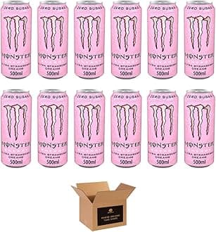 Monster Energy Drink Flavours | Juiced, Zero Sugar, Ultra, Monarch, Fiesta Mango, Strawberry Dreams, VR46, Punch | High Caffeine Sports Energy Drink | 500ml (Pack 12, Ultra Strawbery Dreams)