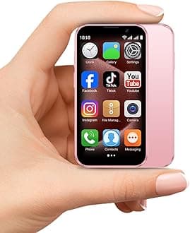 Mini phone Unlocked Mini Smartphone for kids 3.0" HD Touch Screen World's Smallest Cell Phone Quad Core Dual Sim Card Face ID Android Compact Small Mobile Phones for Student Pocket 2GB+16GB Pink