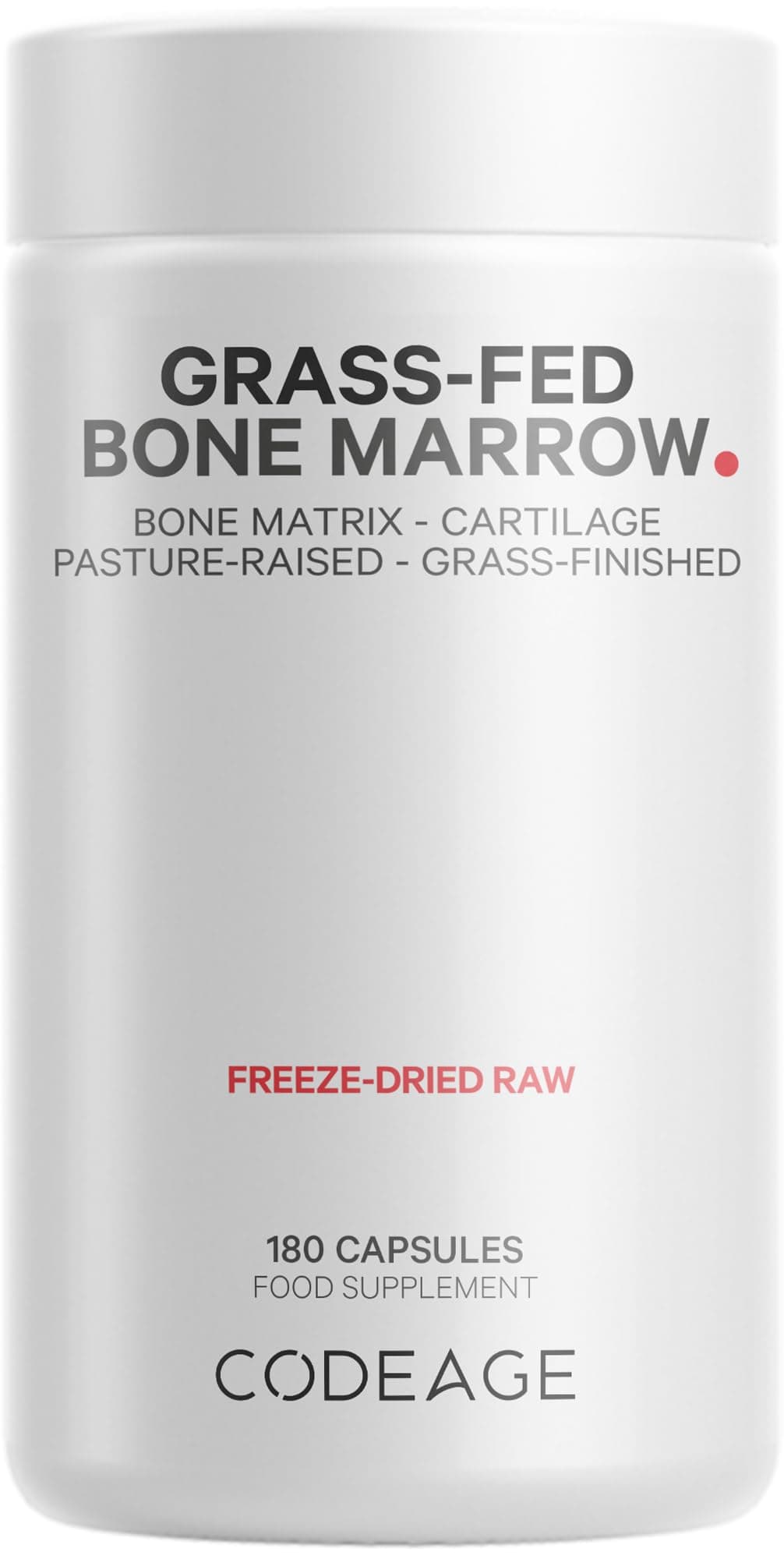 Grass Fed Bone Marrow, Full Spectrum Whole Bone Extract, Cold Processed Pasture Raised, Non GMO, 180 Capsules