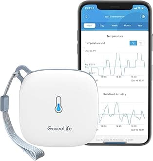 Govee WiFi Room Thermometer Hygrometer, Smart Indoor Temperature Humidity Meter with Alert and Data Storage, 50m Wireless Transmission Distance, for Baby Home Garage Greenhouse(Only support 2.4G WiFi)