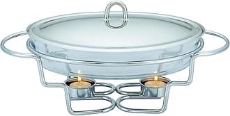 Chafing Dish Buffet Set 3 Section 1.5 QT Each | Food Warmers for Parties Buffet, Oven Safe Glass Serving Dish with Stainless Steel Base and Cover
