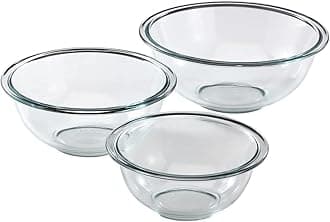 Pyrex Glass Solid Nesting, Microwave and Dishwasher Safe Mixing Bowl Set (Multicolor), 3-Piece Set