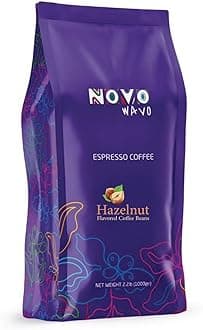 NOVO WAVO Creamy Hazelnut Flavored Coffee, Whole Bean Medium Roast Coffee Light-Medium Espresso Roast Premium Quality Aromatic 2.2 Pound Pack of 1