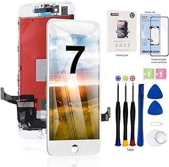 for iPhone 7 LCD Screen Replacement White 4.7 Inch Frame Assembly Display 3D Touch Screen Digitizer with Repair Tools Kit Tempered Glass Screen Protector for A1660, A1778, A1779 (White)