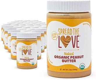 Spread The Love NAKED Organic Peanut Butter (Organic, All Natural, Vegan, Gluten-free, Creamy, Dry-Roasted, No added salt, No added sugar, No palm oil) (40-Pack)